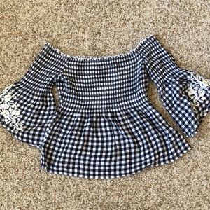 Hollister black and white off shoulder top